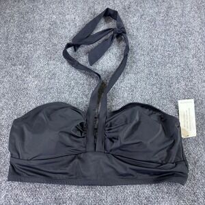 Loralette Bikini Top Women Size 16 Black Halter Bandeau Ruched NWT Swimwear